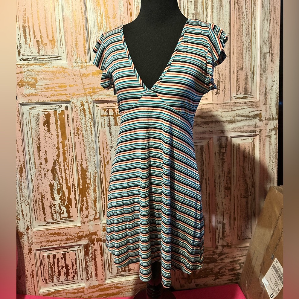 Wild Fable Striped V-Neck Mini Dress